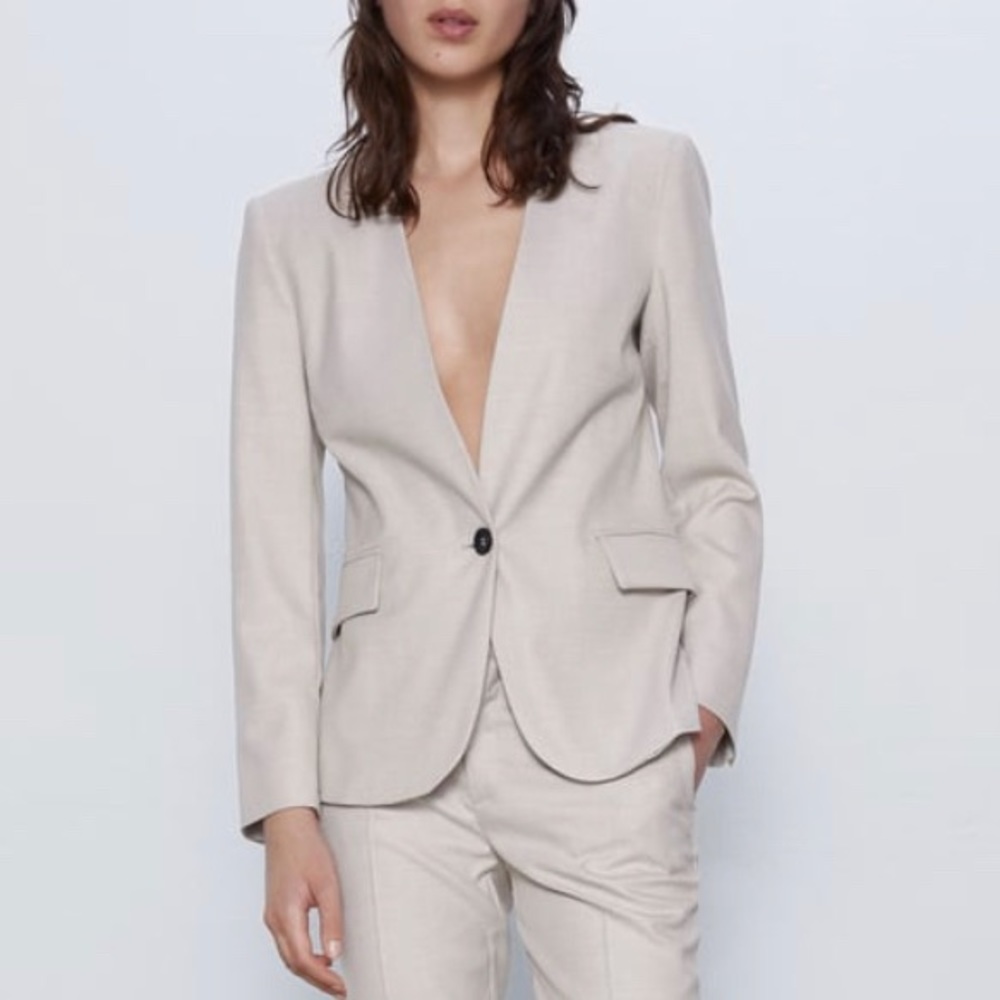 Zara Tailored Linen  Blazer - Picture 2 of 8